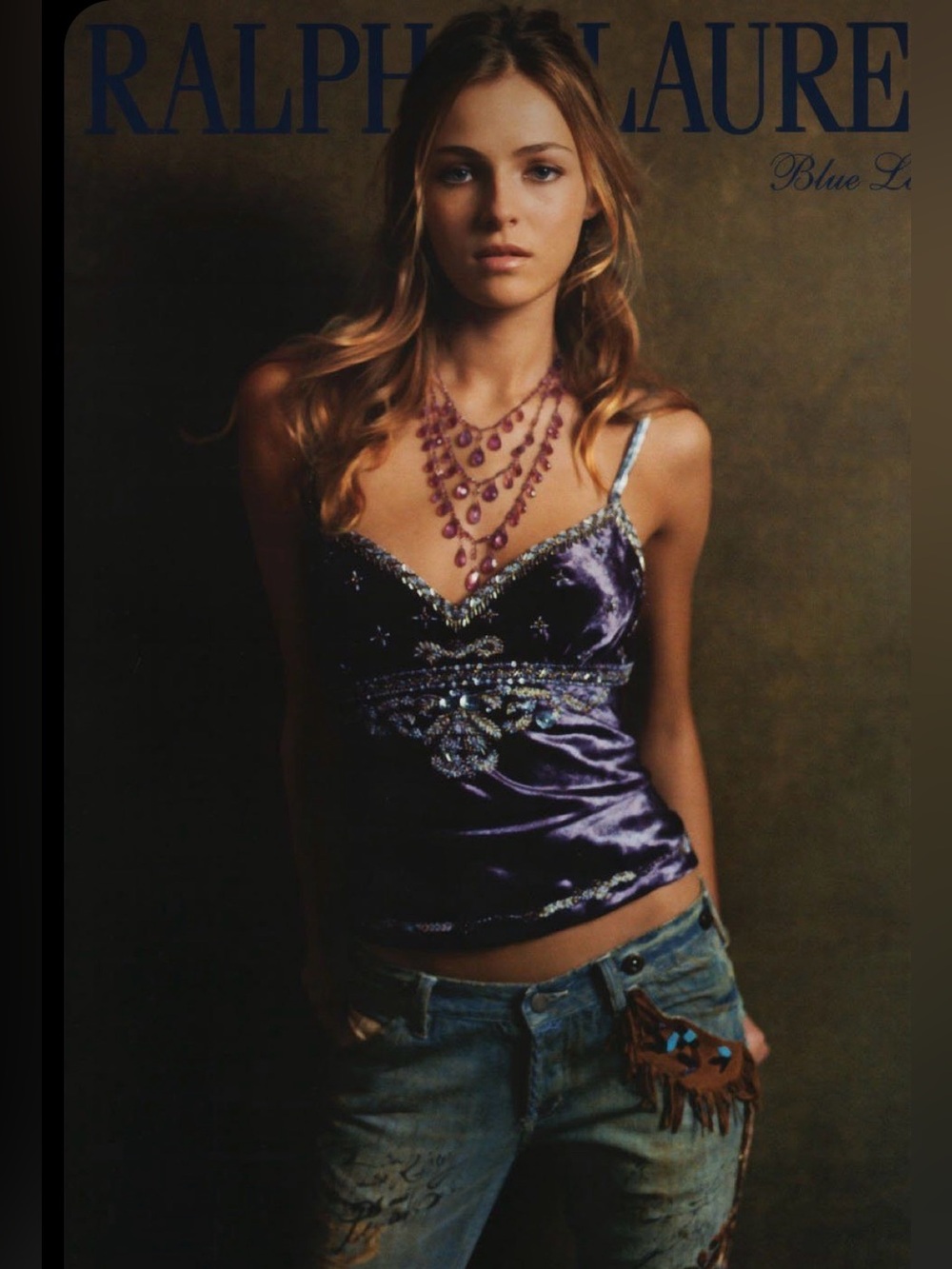 Ralph Lauren Iconic Rare Vintage Purple Satin Embellished Cami